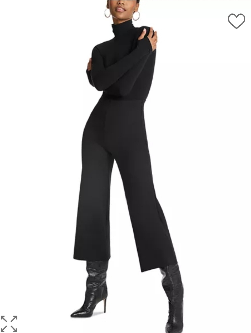 Commando Neoprene Cropped Wide Leg Pants Large Black